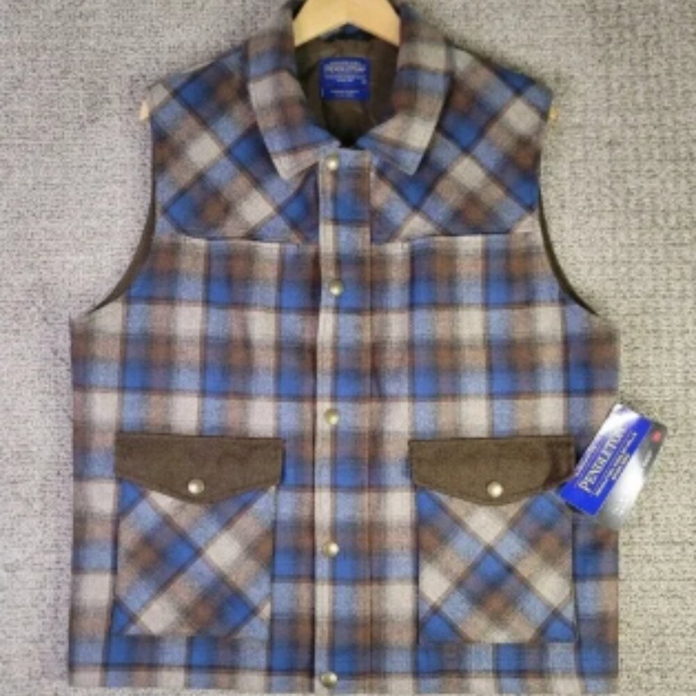 Pendleton Wool Vest Plaid Mens Size Large‎ Western Hunting Insulated NWT
